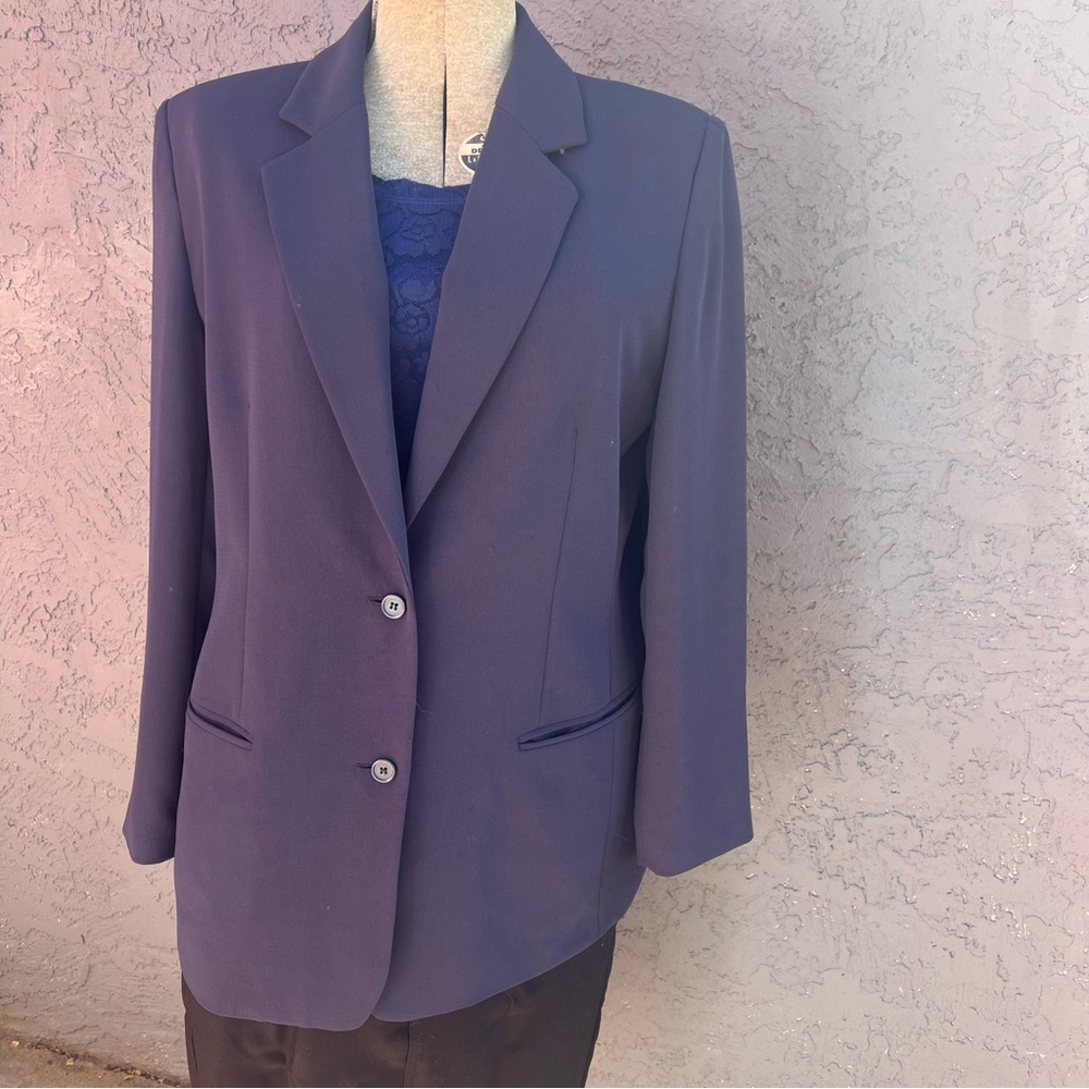 Laura Scott Women's Long Sleeve 2 Button Blazer‎ Suit Jacket  Blue, Size 12